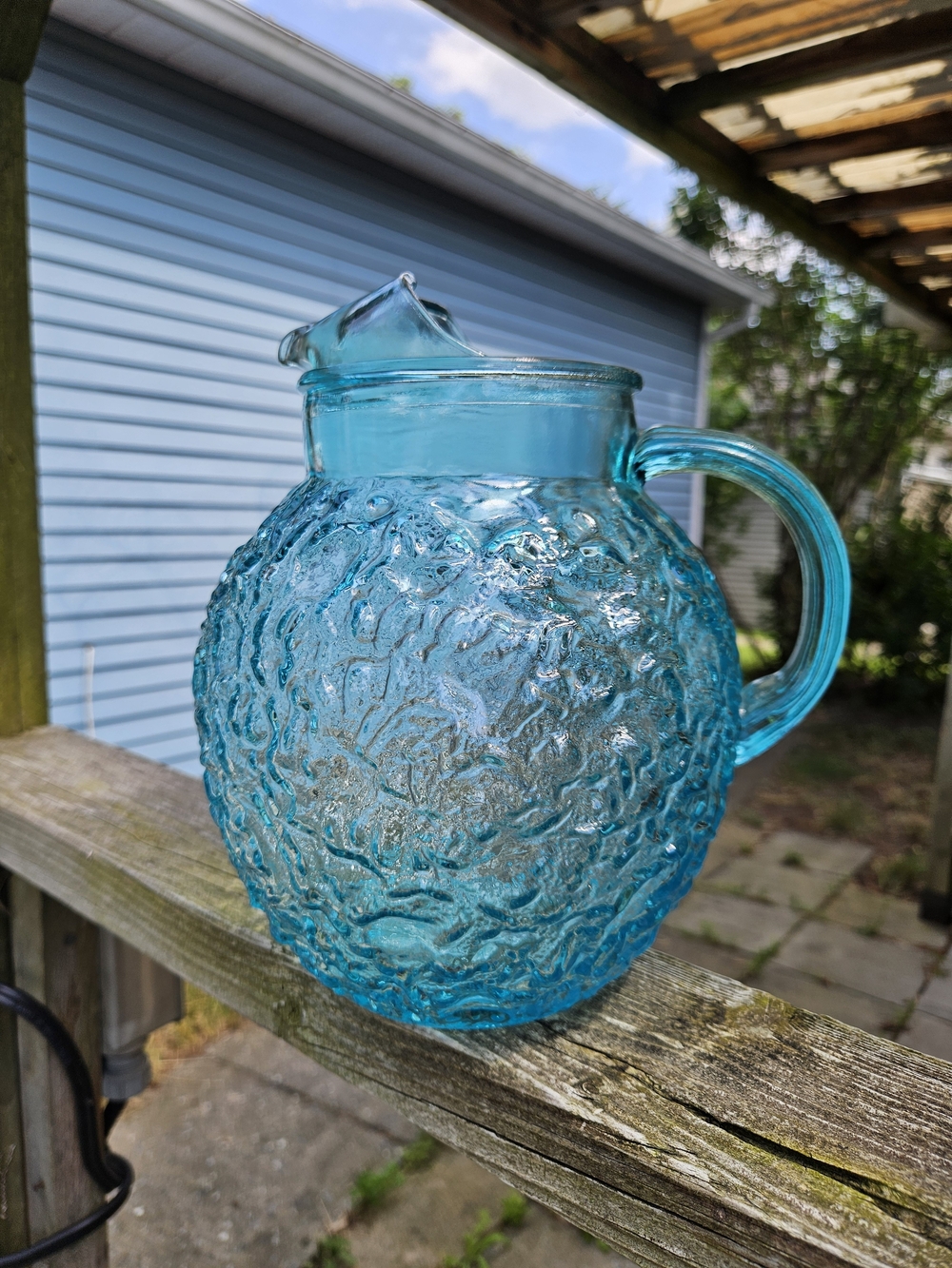 Vintage Anchor Hocking Lido Milano Aquamarine Pitcher
